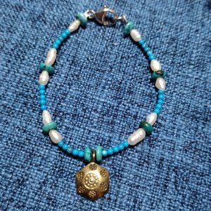Fresh Water Pearls & Turquoise Beaded Bracelet